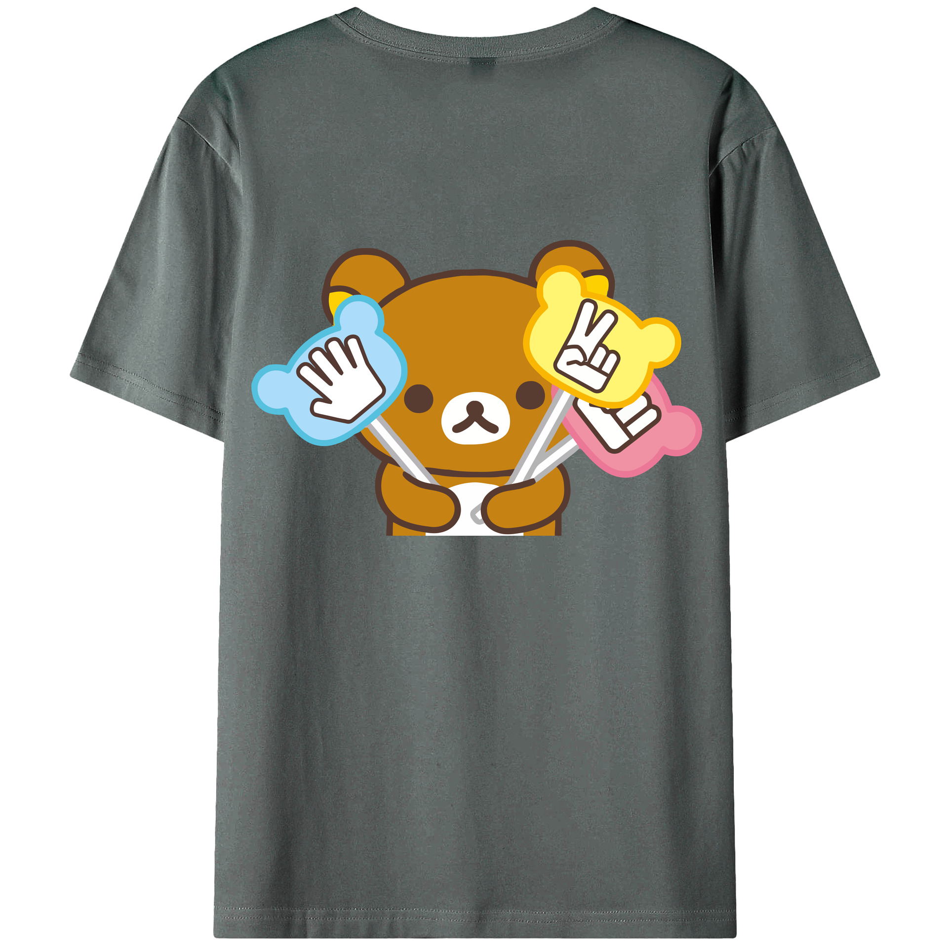（画像用） リラックマ リラックマ キイロイトリ Rilakkuma Korilakkuma Kiiroitori 綿100％ メンズ半袖Tシャツ（バックプリント） 通気性